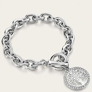 Silver Tree Of Life Chain Link Bracelet